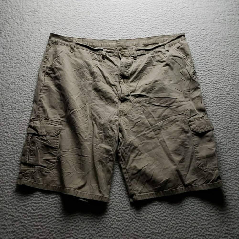 Wrangler Cargo Shorts Mens 48 Beige Cotton Canvas 10 Inseam Casual Summer